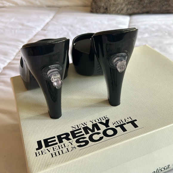 🔥Jeremy Scott Melissa barbie Black heels 7 mules - Picture 10 of 11